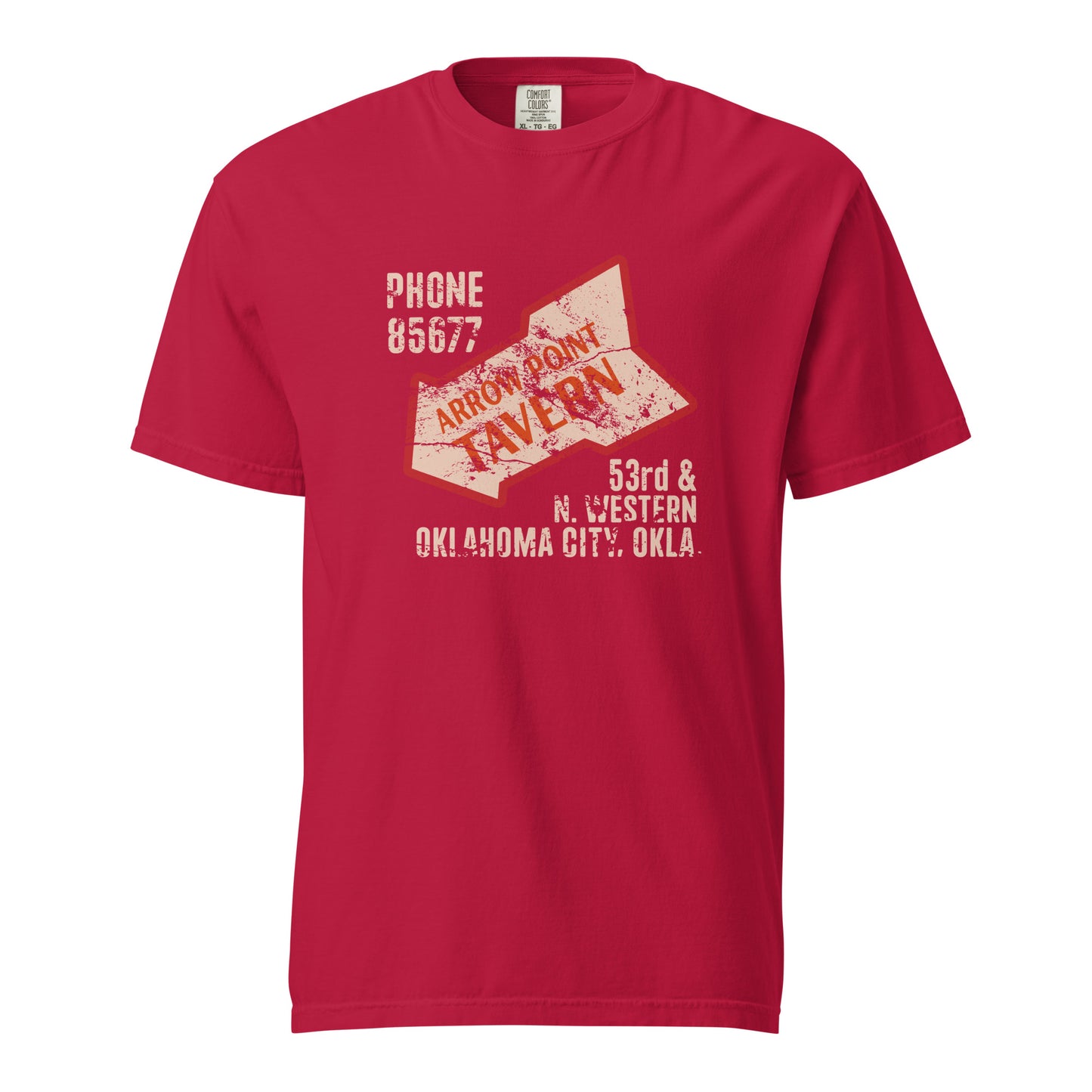 Celebrate Oklahoma City’s past with the Arrow Point Tavern tee. This garment‑dyed Comfort Colors heavyweight shirt nods to the 1940s–60s bar scene, inspired by matchbook art. Relaxed fit, 100% ring‑spun cotton, printed in the USA, and made to reduce waste for a timeless local tribute.