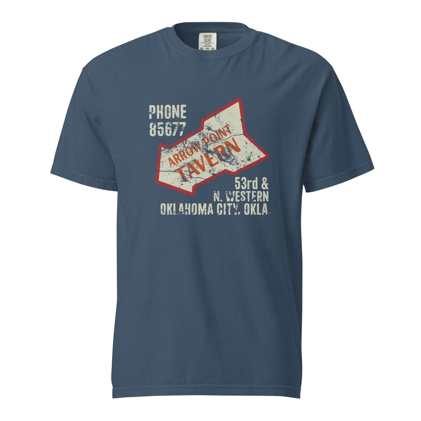 Celebrate Oklahoma City’s past with the Arrow Point Tavern tee. This garment‑dyed Comfort Colors heavyweight shirt nods to the 1940s–60s bar scene, inspired by matchbook art. Relaxed fit, 100% ring‑spun cotton, printed in the USA, and made to reduce waste for a timeless local tribute.
