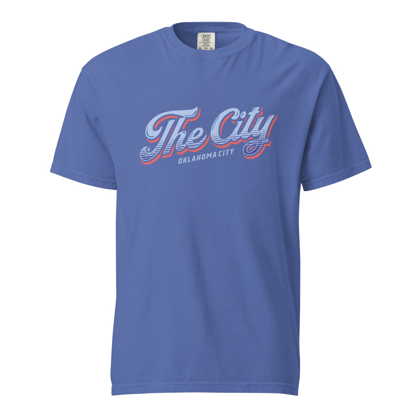 Show your OKC pride with The City tee. Crafted in garment‑dyed Comfort Colors heavyweight, this 100% ring‑spun cotton shirt delivers structure with softness. Its relaxed unisex fit and durable construction make it a go‑to for fans and locals who wear their city love every day.