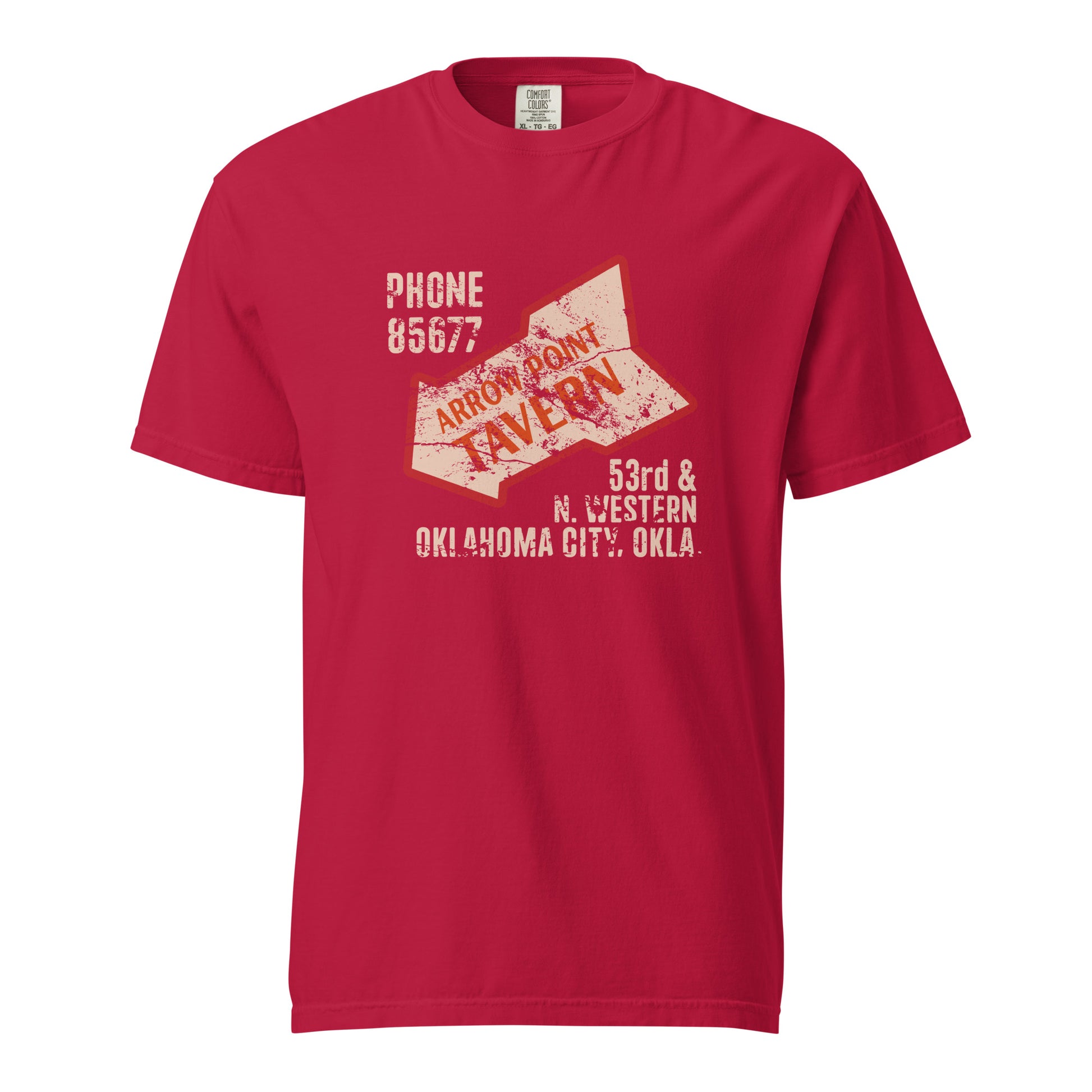 Celebrate Oklahoma City’s past with the Arrow Point Tavern tee. This garment‑dyed Comfort Colors heavyweight shirt nods to the 1940s–60s bar scene, inspired by matchbook art. Relaxed fit, 100% ring‑spun cotton, printed in the USA, and made to reduce waste for a timeless local tribute.
