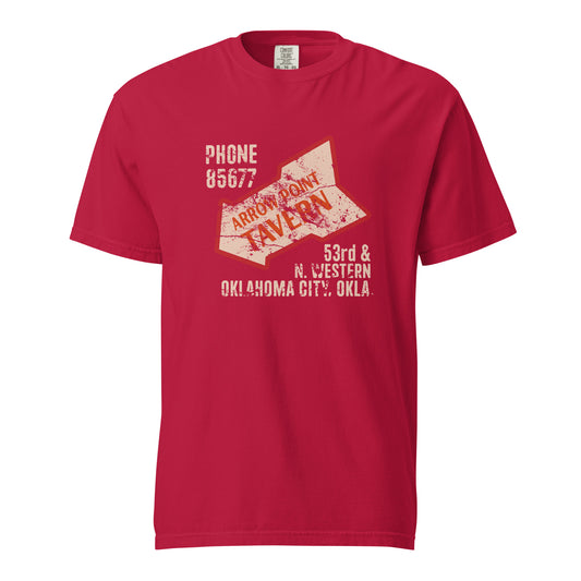 Celebrate Oklahoma City’s past with the Arrow Point Tavern tee. This garment‑dyed Comfort Colors heavyweight shirt nods to the 1940s–60s bar scene, inspired by matchbook art. Relaxed fit, 100% ring‑spun cotton, printed in the USA, and made to reduce waste for a timeless local tribute.
